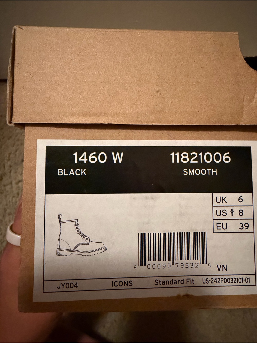 Dr. Martens 1460 W Black Smooth Lace-Up Boots - Women's
